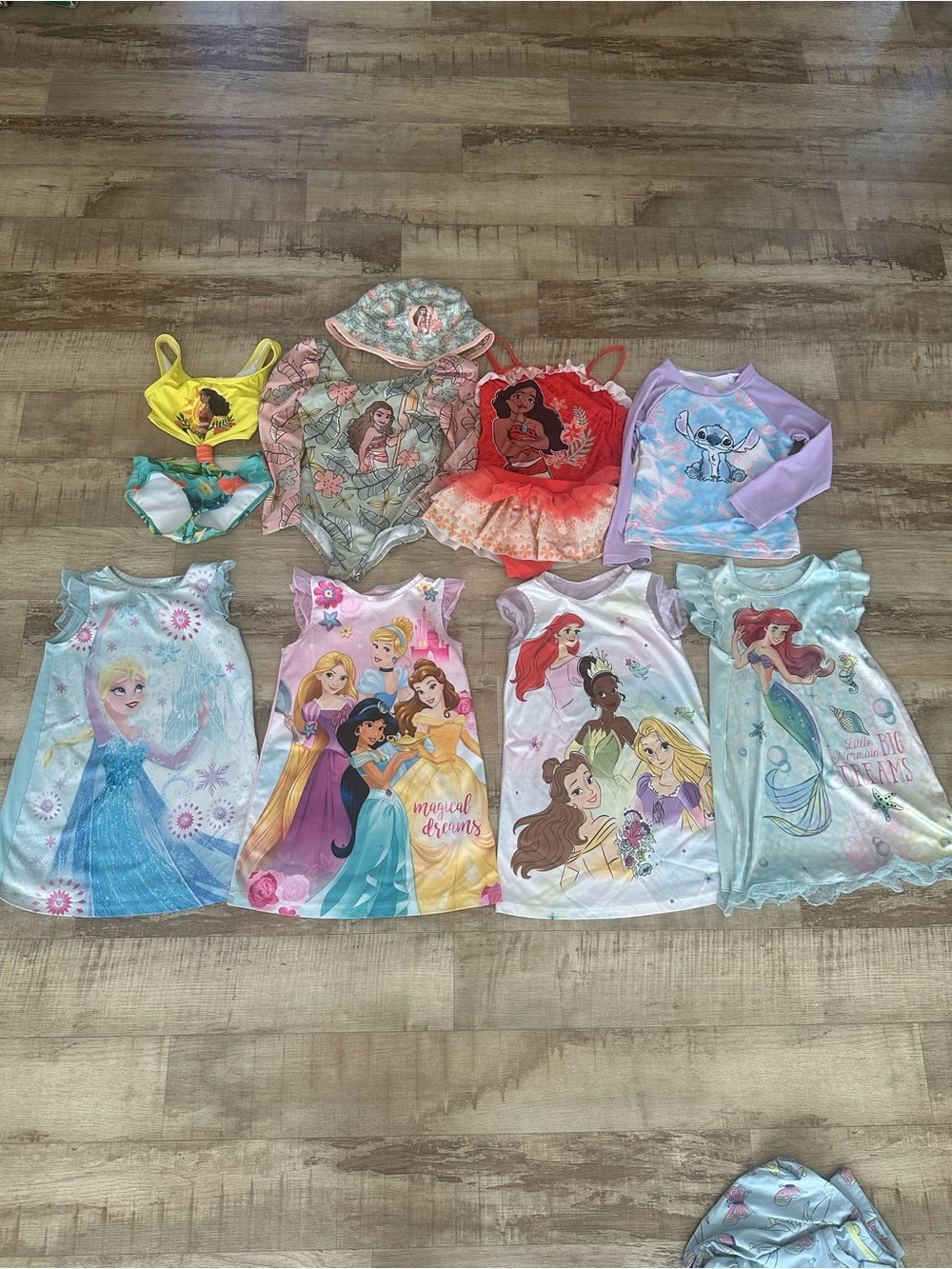 Disney Princess & Character Kids Nightgowns and Swimwear Lot - Multicolor